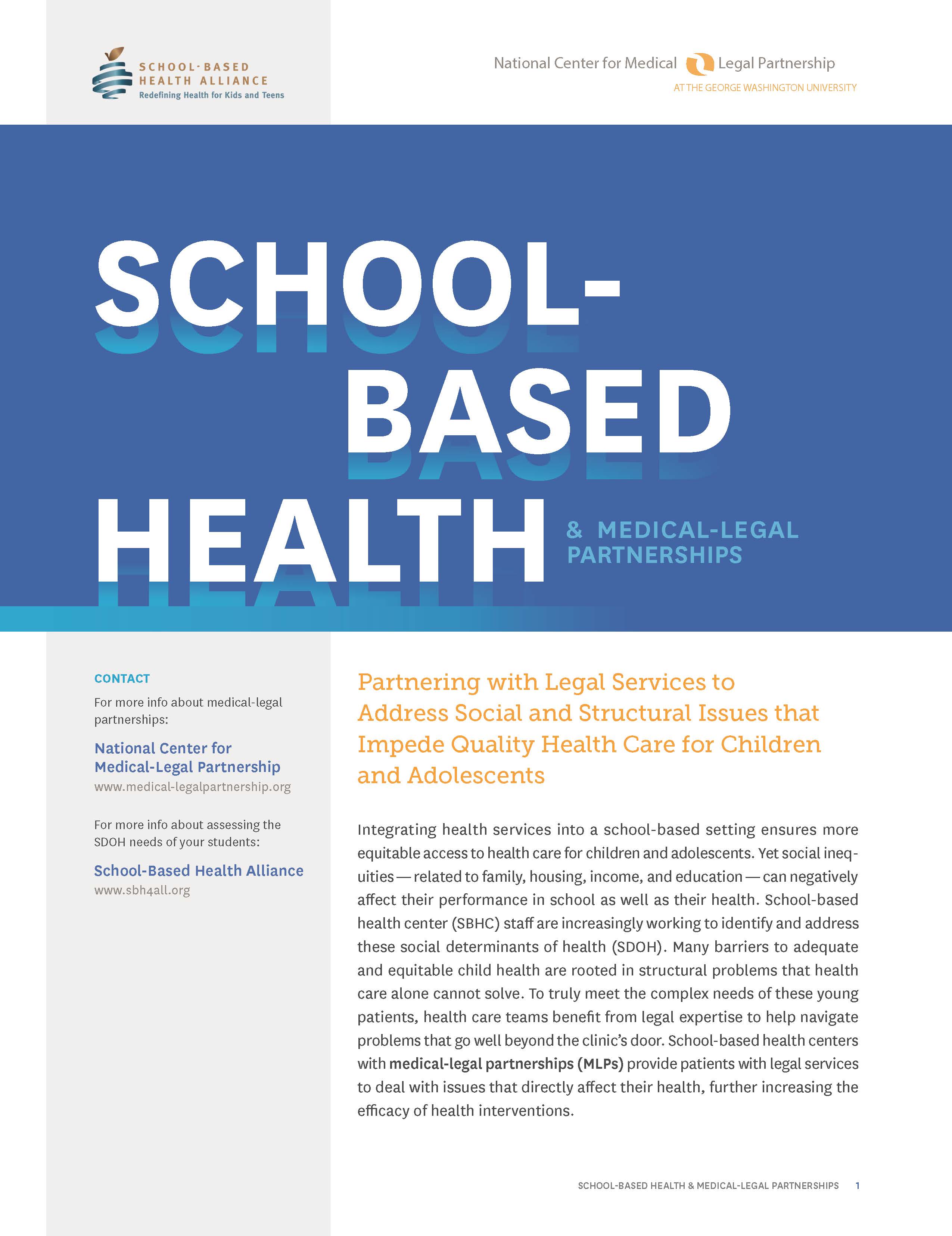 Fact sheet Schoolbased health and medicallegal partnerships