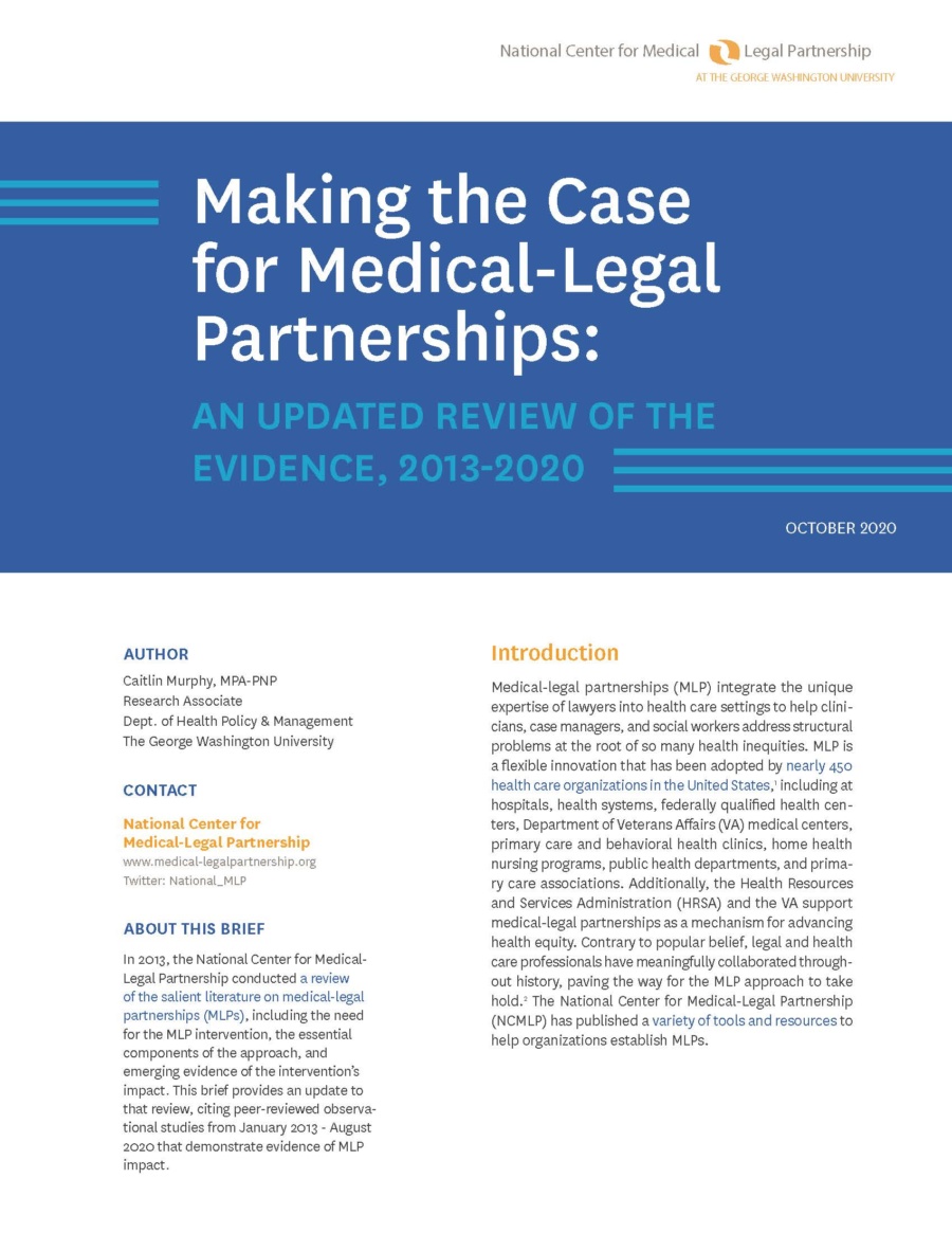 Literature review: Making the case for medical-legal partnerships, 2013-2020